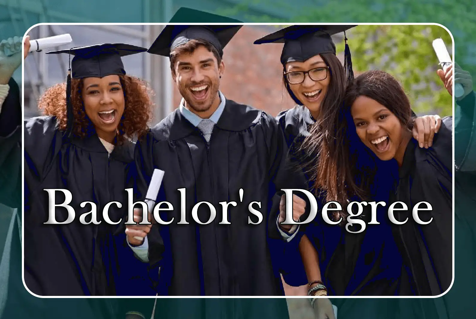 Graduates holding their bachelor's degrees on the ANC campus.