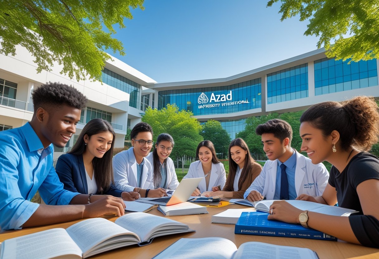 Original Degree | Students studying together outside a modern university building on a sunny day.